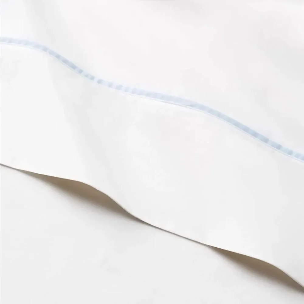 NWT Ralph Lauren Queen Flat Sheet Organic Cotton Palmer Polo Sky Blue